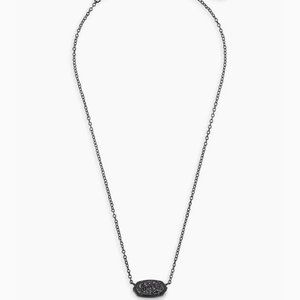 Kendra Scott Elisa Pendant Necklace in Black Drusy